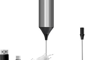 Espumador de leche de mano, batidor eléctrico recargable tipo C, mezclador de espuma de café, 3 velocidades de mezcla, mini mezclador de bebidas con 2 batidores para café Matcha Frappe Latte